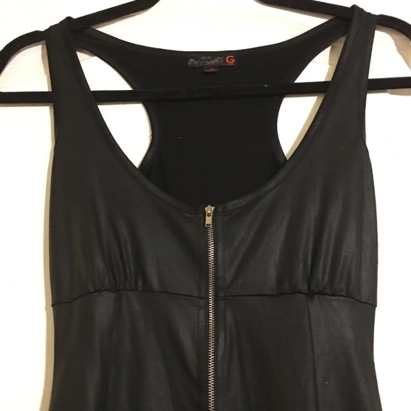 G by Guess Black Leather Zip Up Dress - Picture 2 of 4